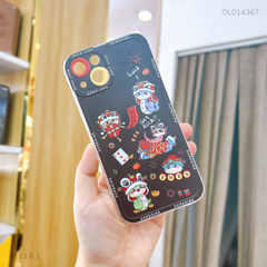 ** Ốp IP 13 6.1 dẻo rắn lân Get rich nền đen