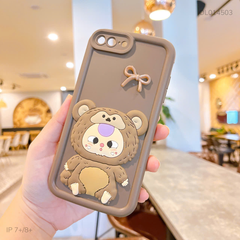 Ốp iPhone 7+/8+ dẻo su baby three nổi - nâu