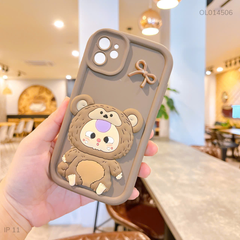 Ốp IP 11 6.1 dẻo su baby three nổi - nâu