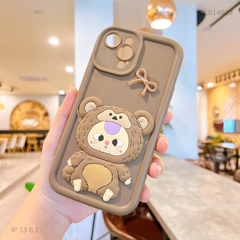 Ốp iPhone 13 6.1 dẻo su baby three nổi - nâu