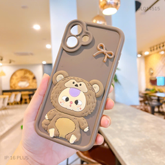 Ốp iPhone 16 Plus dẻo su baby three nổi - nâu