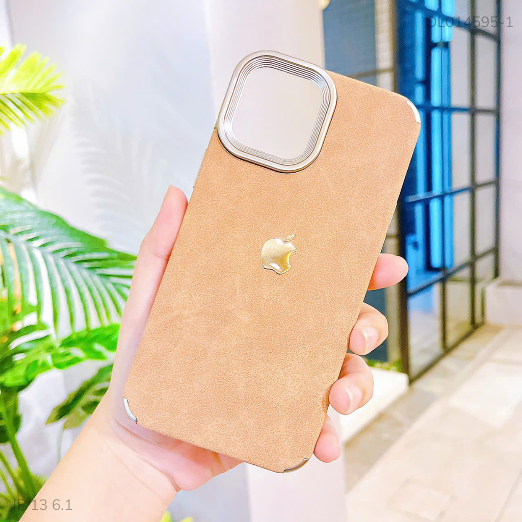Ốp iPhone 13 6.1 giả da vân mây viền xi bạc