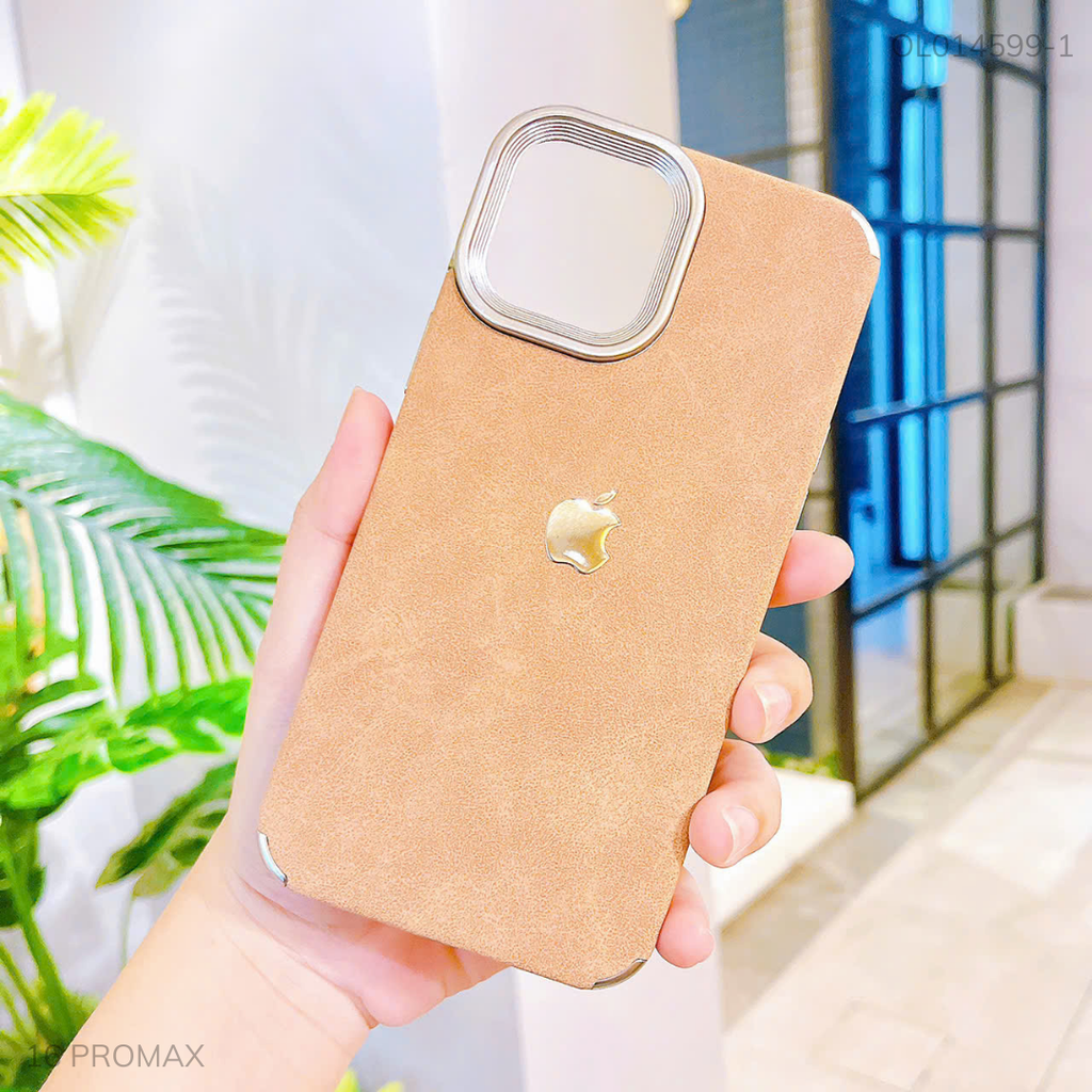Ốp iPhone 16 Pro Max giả da vân mây viền xi bạc