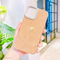 Ốp iPhone 16 Pro Max giả da vân mây viền xi bạc