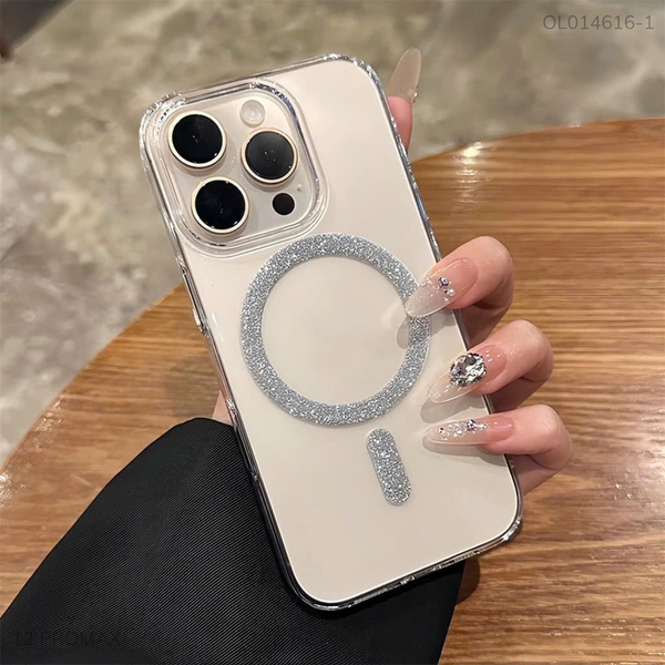 Ốp IP 12 Pro Max Likgus lưng trong viền cứng Magsafe nhũ