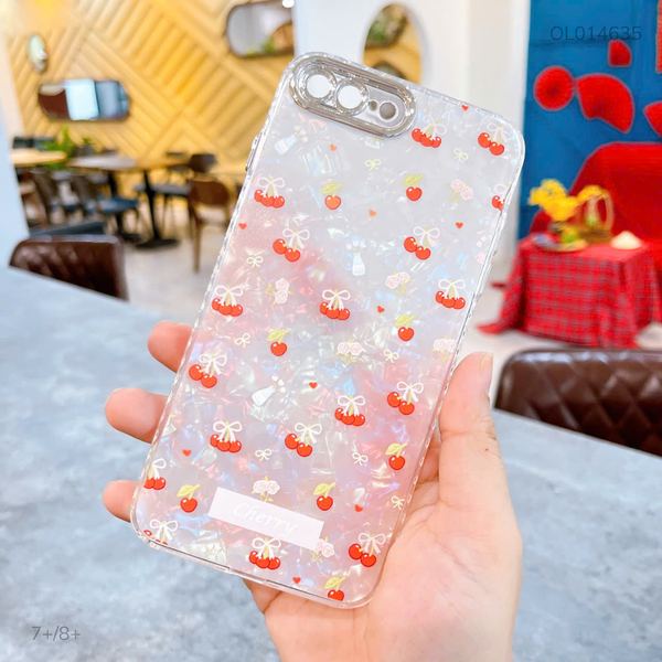 Ốp IP 7+/8+ lưng thạch anh Cherry