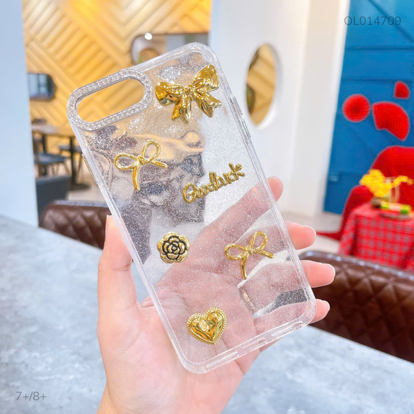 Ốp IP 7+/8+ nhũ Good Luck nơ vàng