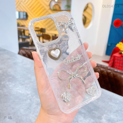 Ốp IP 16 Pro Max nhũ Good Luck nơ bạc