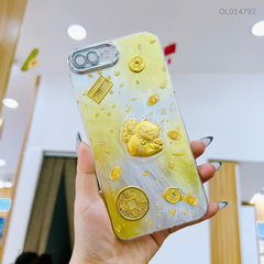 ** Ốp IP 7+/8+ lông vũ vàng trắng mèo và bàn tính