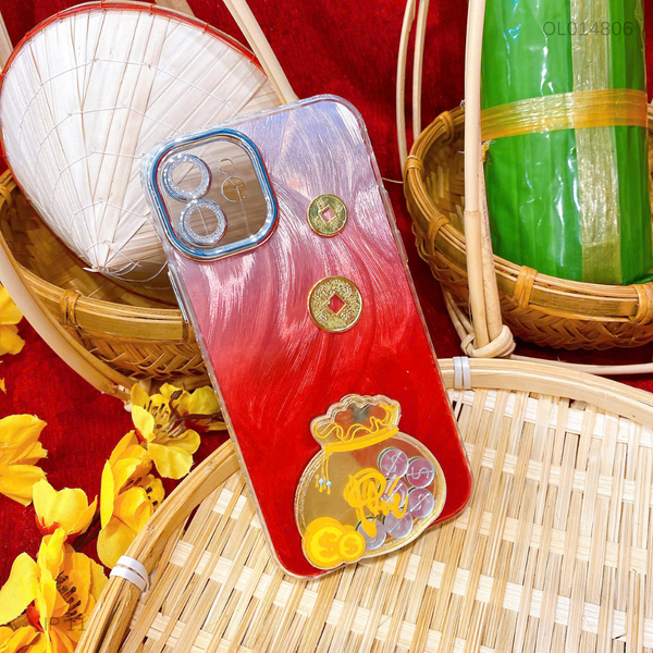 ** Ốp IP 11 6.1 lông vũ túi tiền đỏ