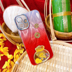 ** Ốp IP 16 Plus lông vũ túi tiền đỏ