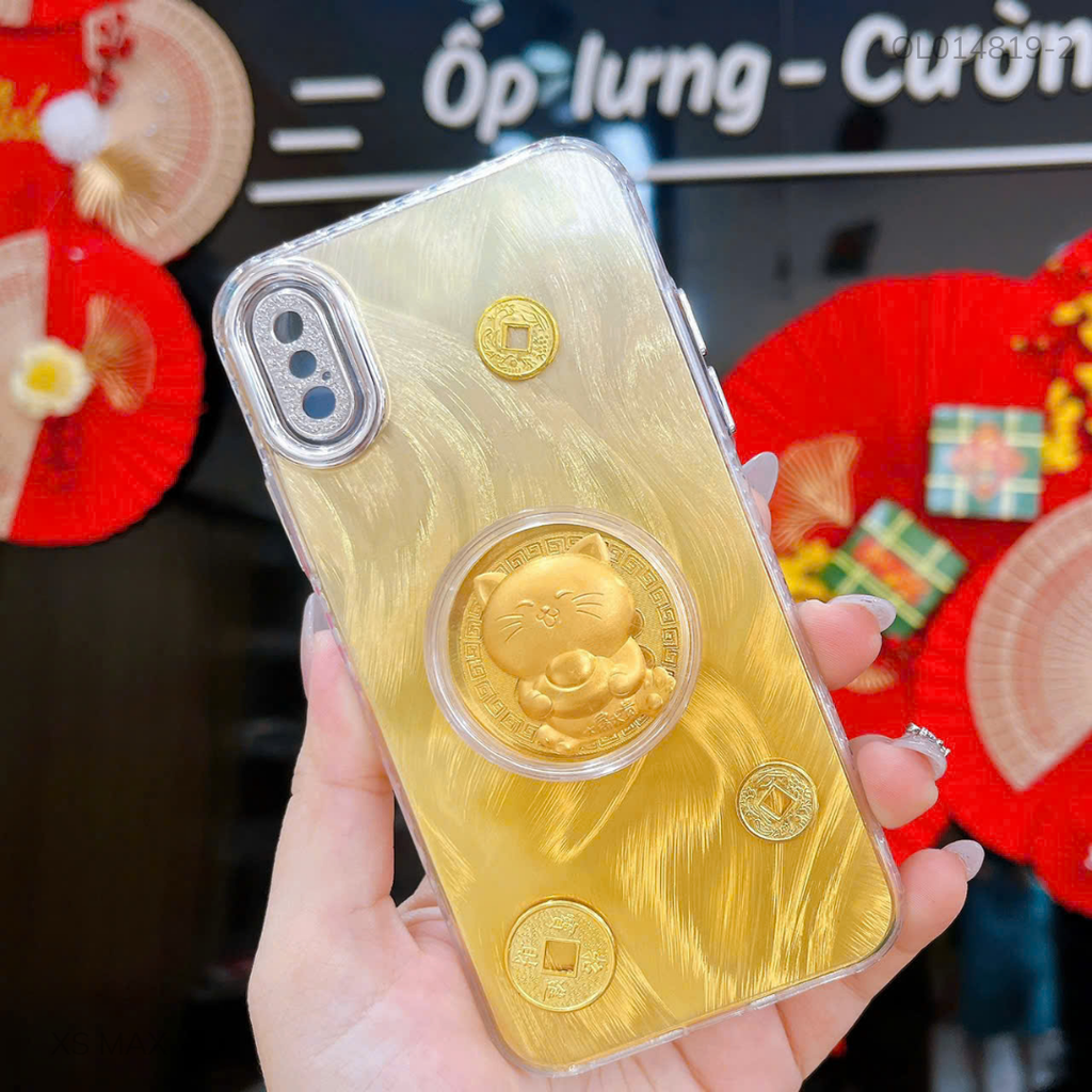 ** Ốp IP Xs Max lông vũ vàng mèo