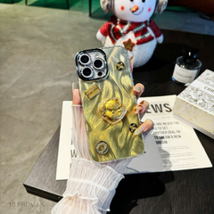 ** Ốp IP 15 Pro Max lông vũ vàng mèo