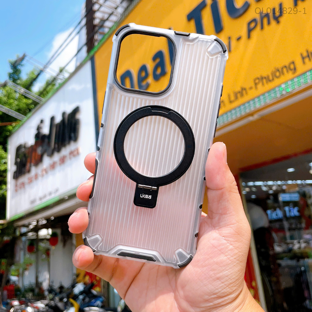 Ốp iPhone 11 Pro Max Likgus nhựa sọc đứng Magsafe giá đỡ