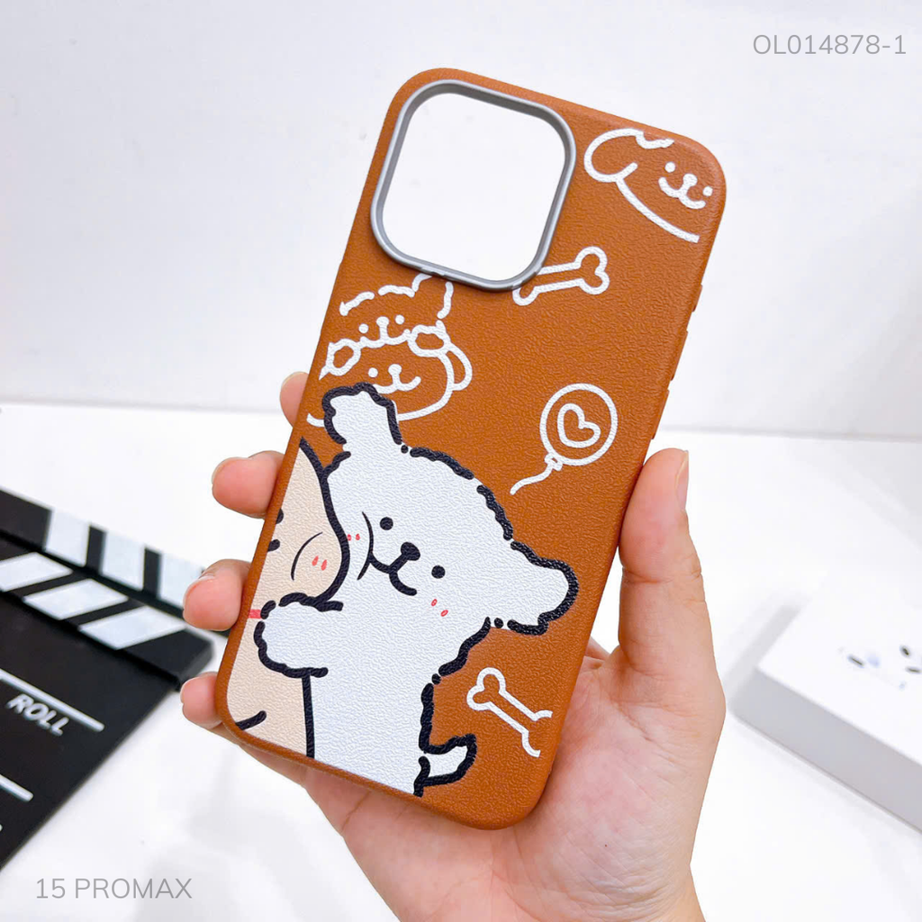 Ốp IP 15 Pro Max vân sần camera xi bạc nhiều hình