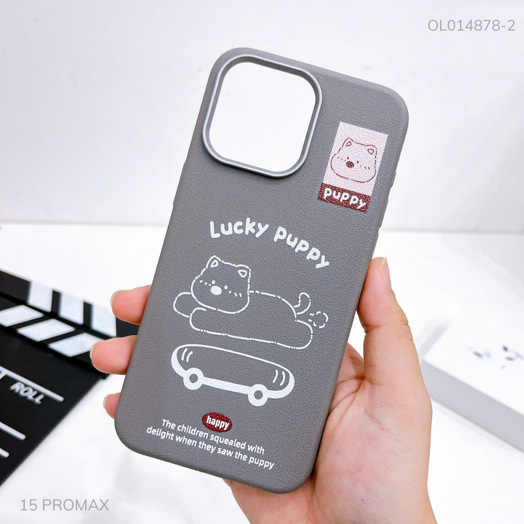 Ốp IP 15 Pro Max vân sần camera xi bạc nhiều hình