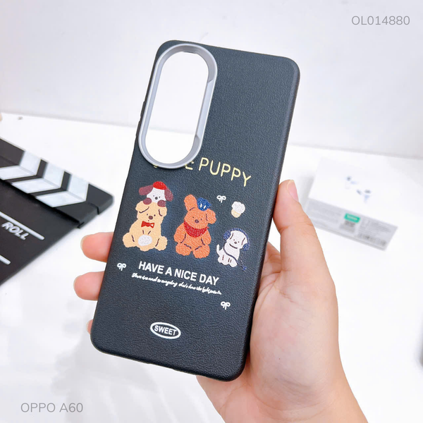 Ốp Oppo A60 vân sần camera xi bạc nhiều hình