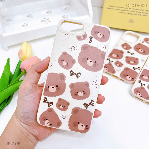 Ốp IP 7+/8+ dẻo lúa mì gấu và nơ nâu