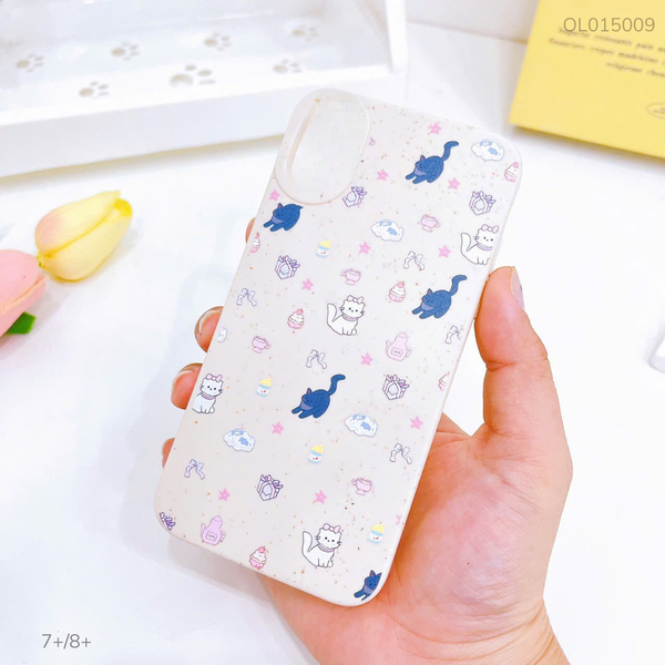 Ốp IP 7+/8+ dẻo lúa mì nhiều mèo trắng mèo đen