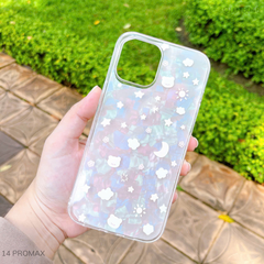 Ốp IP 14 Pro Max dẻo trong đệm thạch anh nhiều gấu và sao
