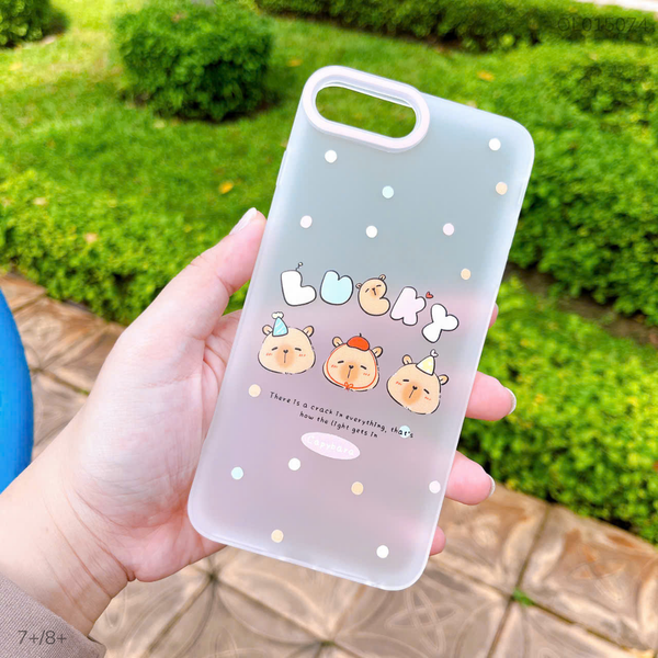Ốp IP 7+/8+ dẻo nhám 3 Capybara Lucky