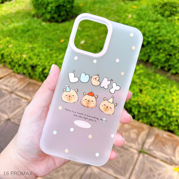 Ốp IP 16 Pro Max dẻo nhám 3 Capybara Lucky