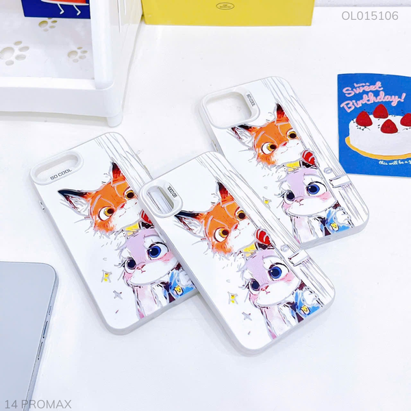 Ốp IP 14 Pro Max lưng cứng cáo thỏ núp tường