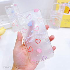 Ốp iPhone Xs Max dẻo trong đệm thạch anh nhiều tim