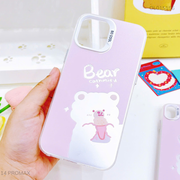 Ốp IP 14 Pro Max lưng cứng gấu Bear Cathmieu