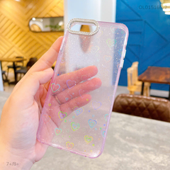 ** Ốp iPhone 7+/8+ lưng cứng vân nhũ khắc tim laze