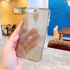 ** Ốp iPhone 7+/8+ lưng cứng vân nhũ khắc tim laze