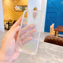 Ốp IP Xs Max lưng cứng vân nhũ khắc tim laze