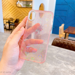 ** Ốp iPhone Xs Max lưng cứng vân nhũ khắc tim laze
