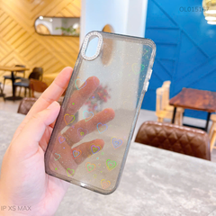 Ốp IP Xs Max lưng cứng vân nhũ khắc tim laze