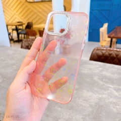 Ốp IP 14 Plus lưng cứng vân nhũ khắc tim laze