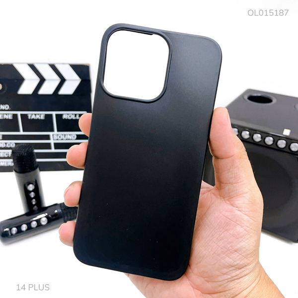 ** Ốp IP 14 Plus Likgus dẻo vân da đen trơn