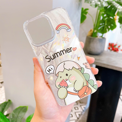 Ốp IP 15 Pro Max vân sóng ánh bạc Khủng long Hi Summer