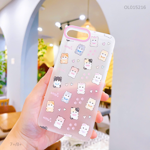 Ốp IP 7+/8+ dẻo nhám nhiều mèo chữ Kitty