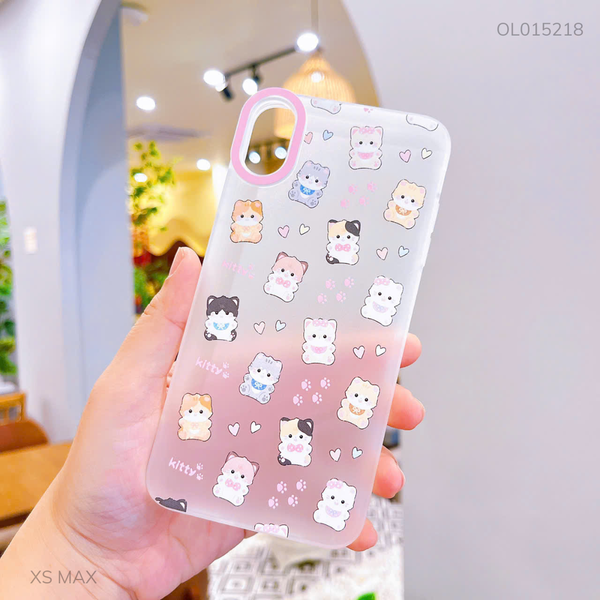 Ốp iPhone Xs Max dẻo nhám nhiều mèo chữ Kitty