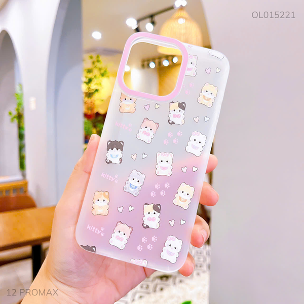 Ốp IP 12 Pro Max dẻo nhám nhiều mèo chữ Kitty