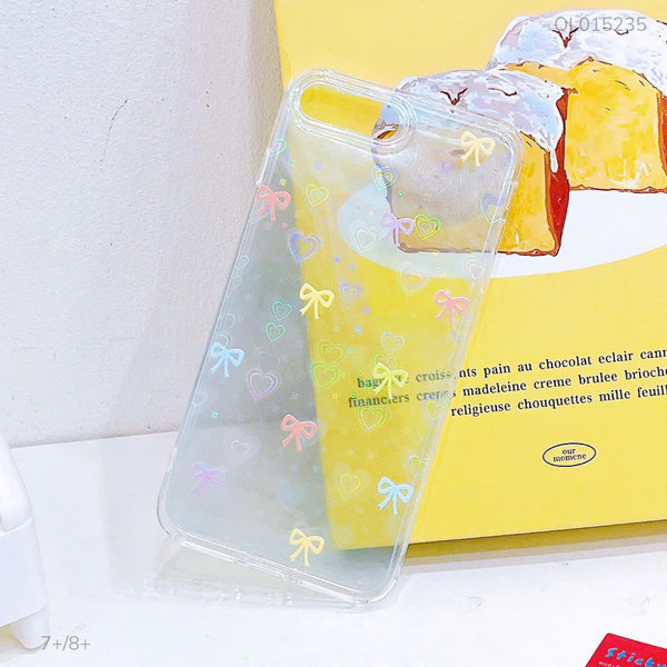 ** Ốp IP 7+/8+ dẻo nhiều nơ màu đệm tim laze