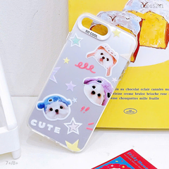 Ốp iPhone 7+/8+ tráng bạc in 3 cún đội nón Cute