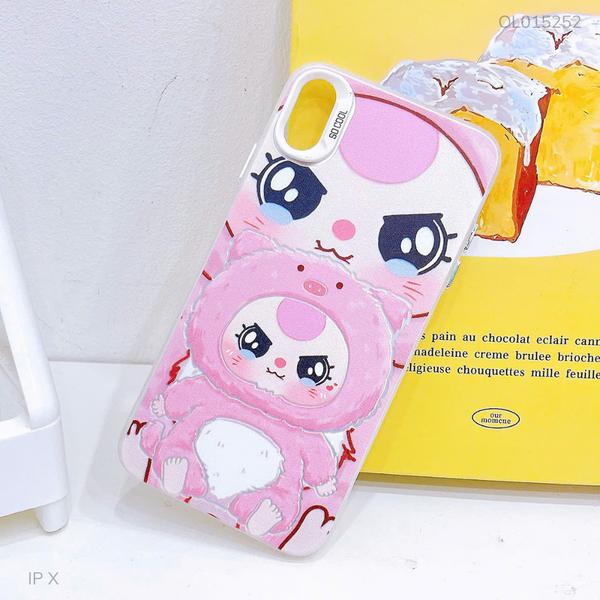 ** Ốp iPhone X tráng bạc viền nhám in BB3 hồng