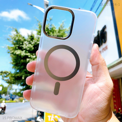 ** Ốp IP 15 Pro Max Keephone lưng nhám magsafe viền camera kim loại