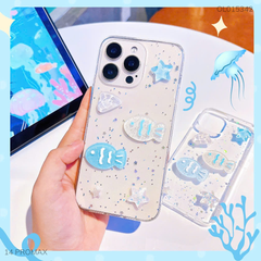 Ốp IP 14 Pro Max dẻo nhũ Cá và Sao Xanh