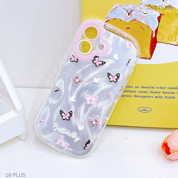 ** Ốp IP 16 Plus dẻo đệm vân ánh sóng nhiều bướm