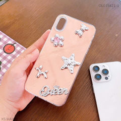 Ốp IP Xs Max vân đá nâu đính Charm