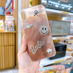 Ốp IP Xs Max vân đá nâu đính Charm
