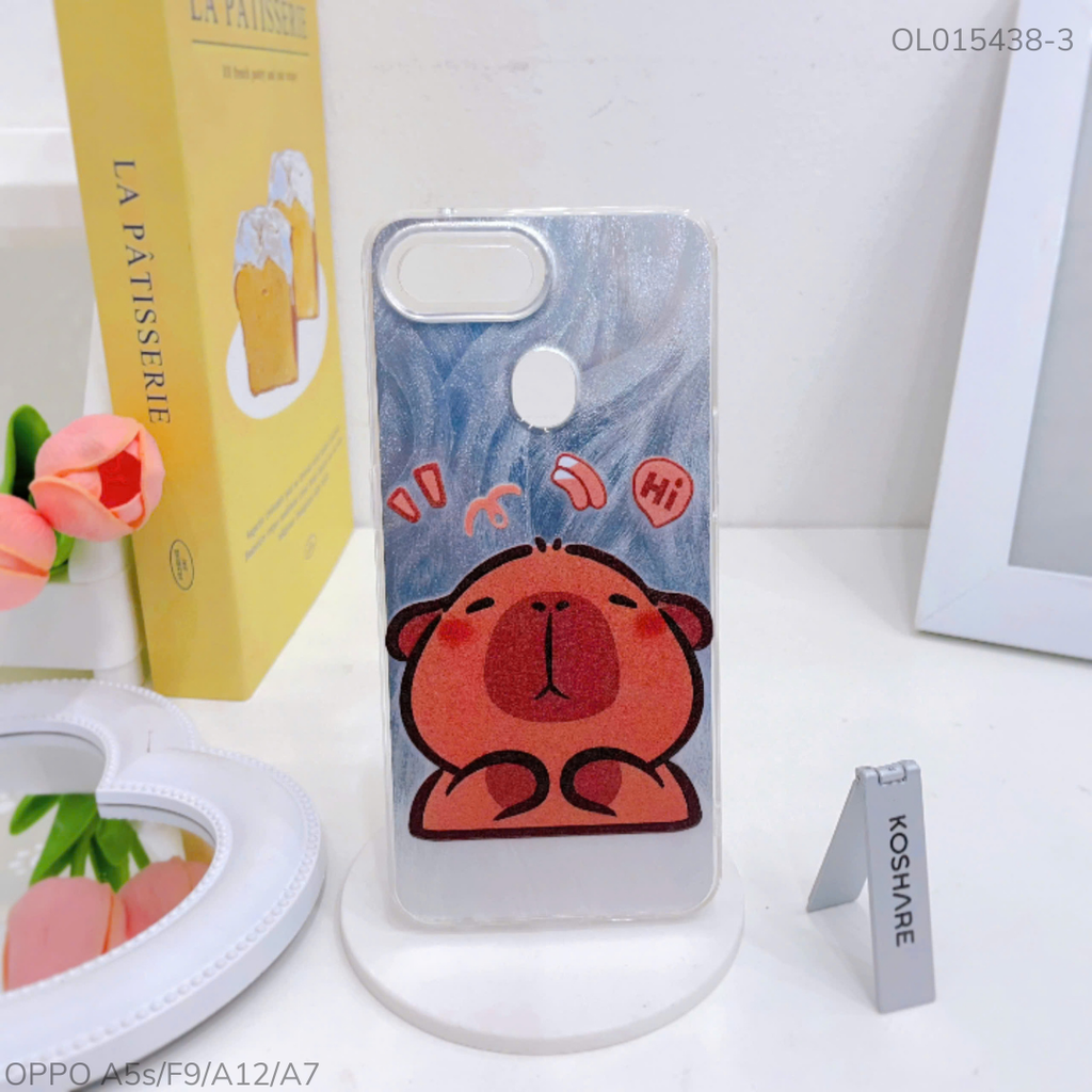 Ốp Oppo A5s/F9/A12/A7 vân ánh sóng giá đỡ