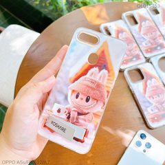 Ốp Oppo A5s/F9/A12/A7 lưng cứng in Labubu giá đỡ